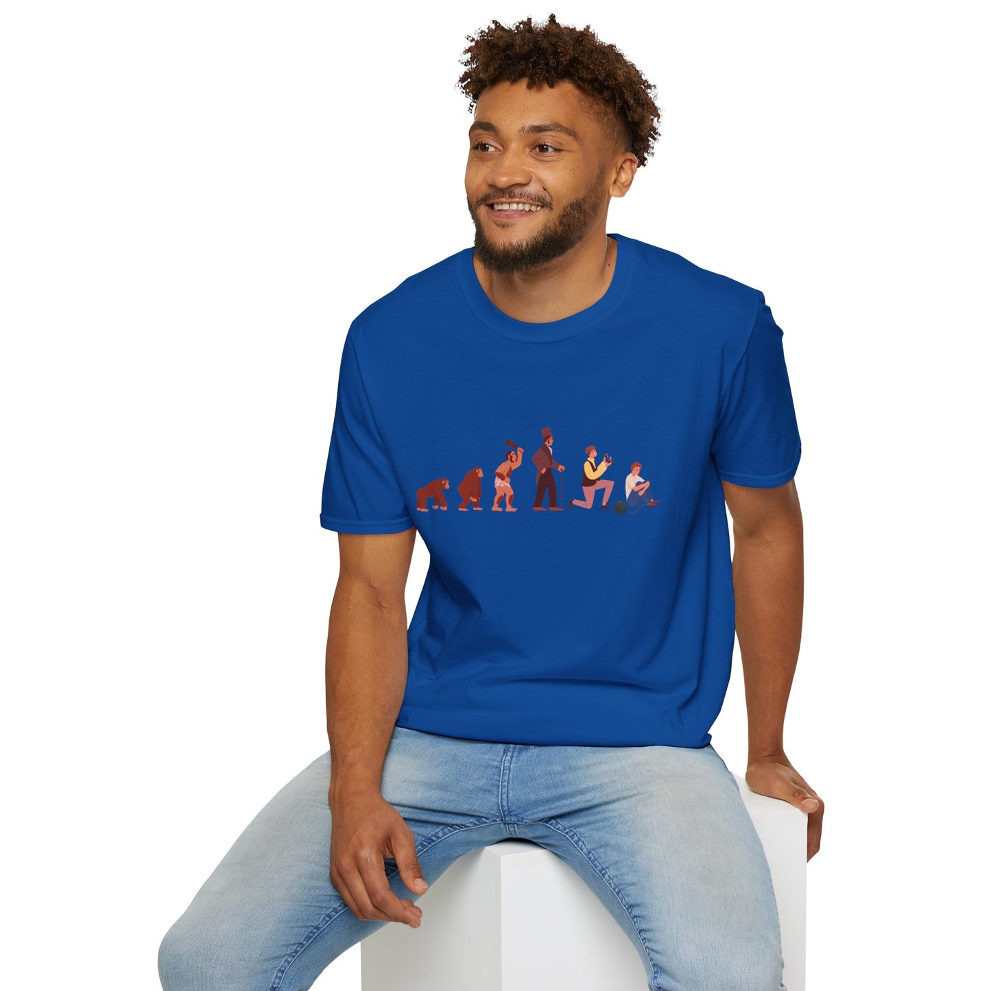 Evolution of a Groom Color Art Unisex Softstyle T-Shirt - Perfect for Bachelor Parties and Casual Wear