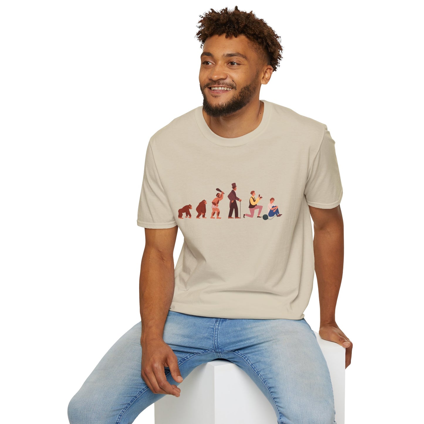 Evolution of a Groom Color Art Unisex Softstyle T-Shirt - Perfect for Bachelor Parties and Casual Wear