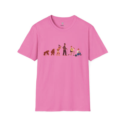 Evolution of a Groom Color Art Unisex Softstyle T-Shirt - Perfect for Bachelor Parties and Casual Wear