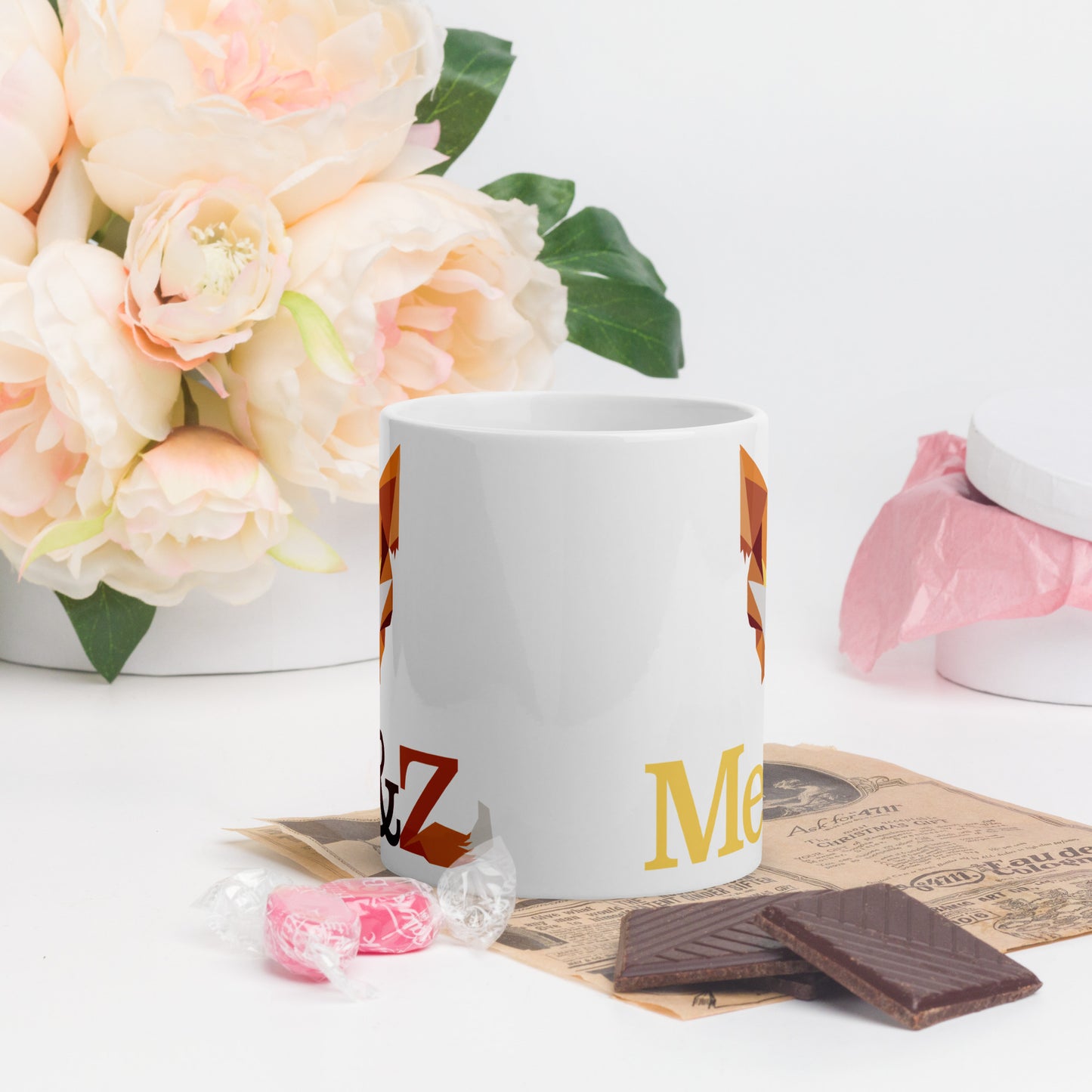 White glossy mug